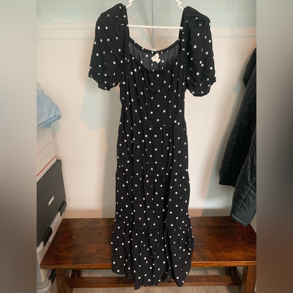J crew factory black polka dot maxi dress